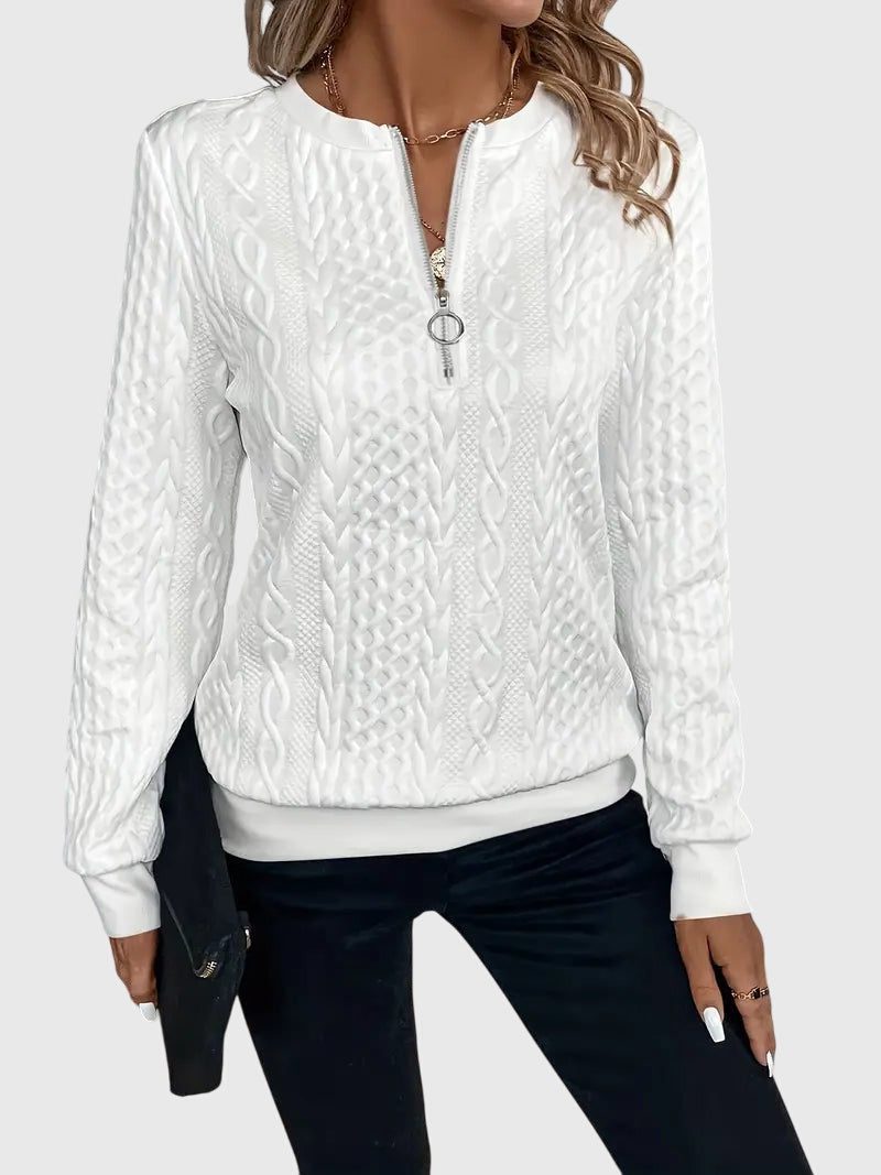 Ambretta | Cable Knit Zip-Up Sweater for Women