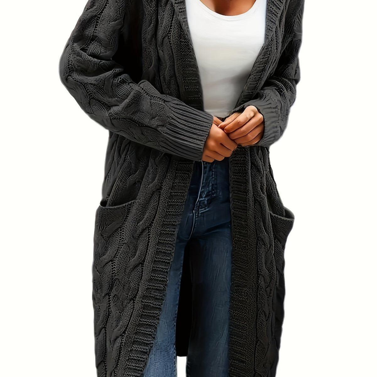 Collarless Sweater Cardigan