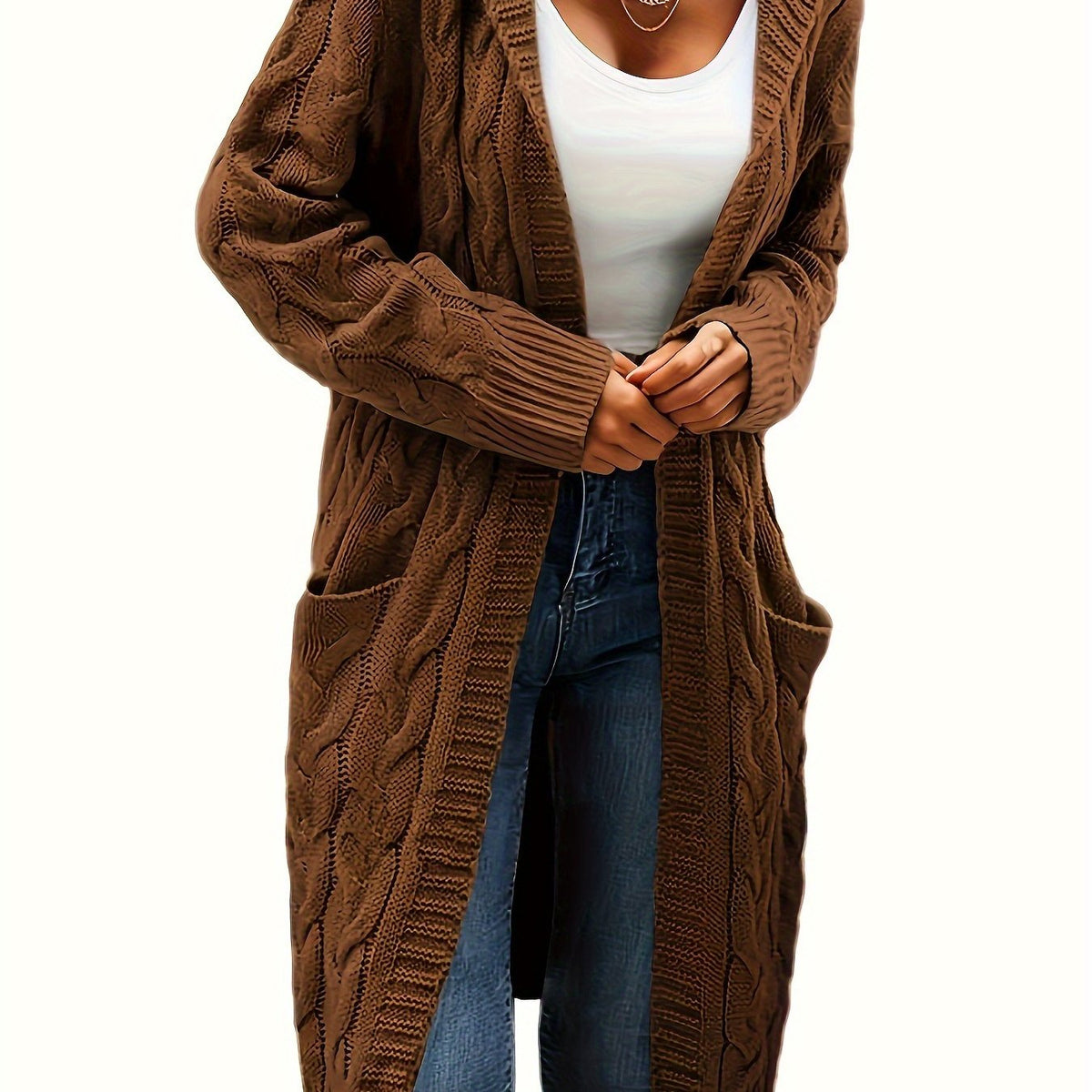 Collarless Sweater Cardigan
