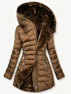 Women's Hooded Coat, Winter New Mid-Length Fleece-Lined Warm Loose, Selected Premium Fabric, Lightweight Warm Fashion Design, Contouring Fit, Suitable for Various Occasions, Whether Urban Commute Or Outdoor Leisure, Showcasing Your Unique Charm
