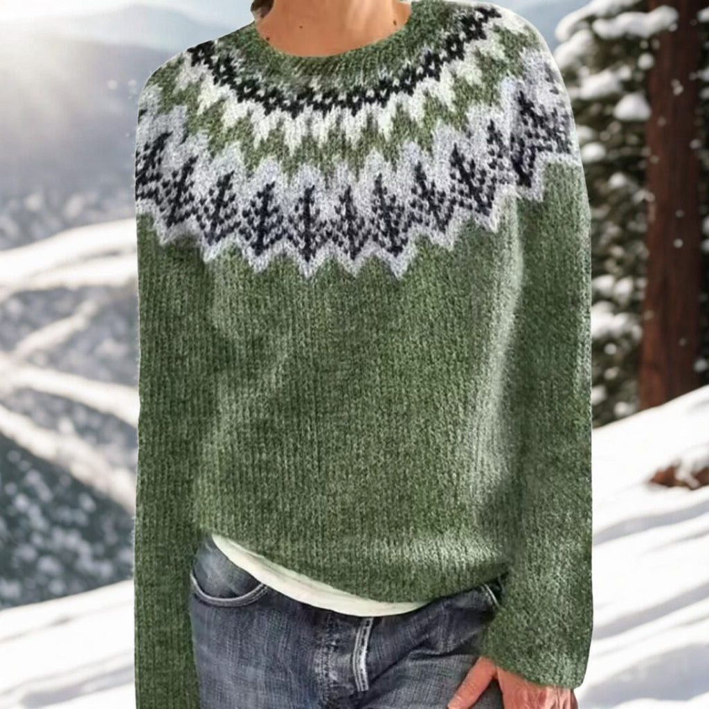Bathilde | Fair Isle Crew Neck Winter Sweater for Women