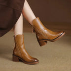 Bibi | Block Heel Ankle Boots with Side Zip for Women