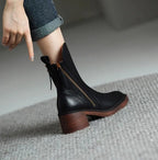 Bibi | Block Heel Ankle Boots with Side Zip for Women