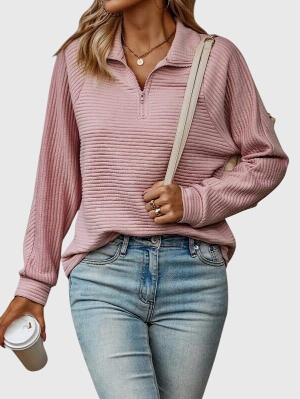 Brunna | Ribbed Knit Half-Zip Sweater for Women