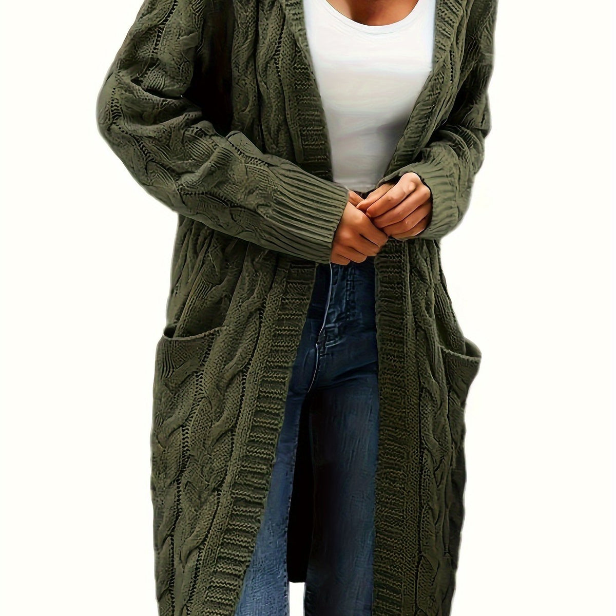Collarless Sweater Cardigan