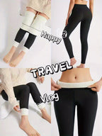 Solid color casual warm and thickened sports long leg pants, casual high waisted elastic slim fit leggings, Women's yoga sportswear