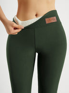 Solid color casual warm and thickened sports long leg pants, casual high waisted elastic slim fit leggings, Women's yoga sportswear