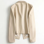 Camellia | Leather Single-Breasted Blazer with Lapel for Women