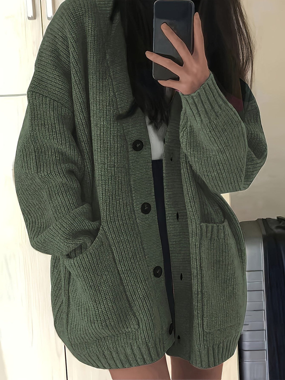 Carla | Chunky Knit Oversized Cardigan with Button-Front for Women