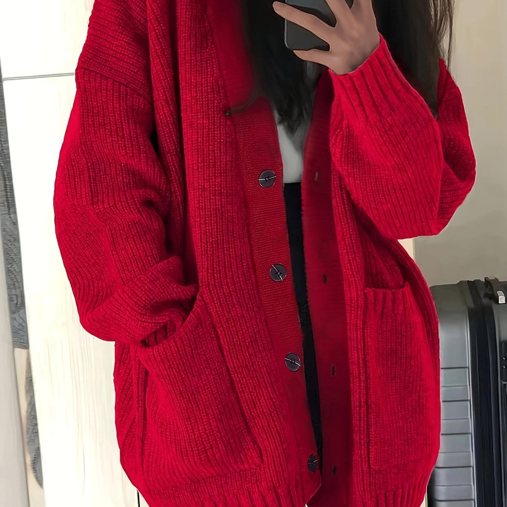 Carla | Chunky Knit Oversized Cardigan with Button-Front for Women