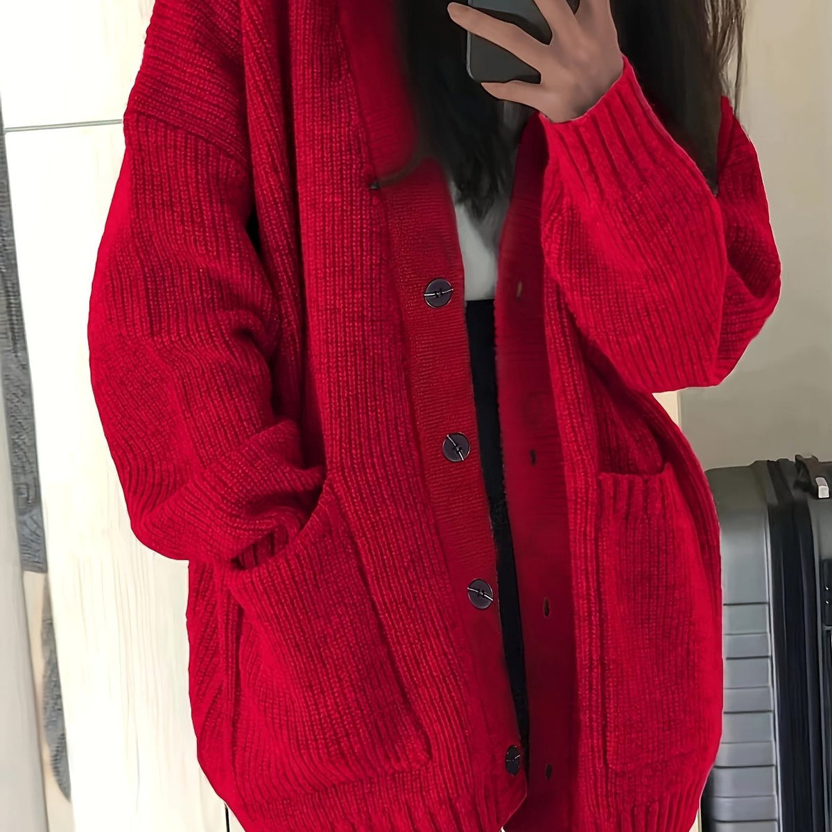 Carla | Chunky Knit Oversized Cardigan with Button-Front for Women