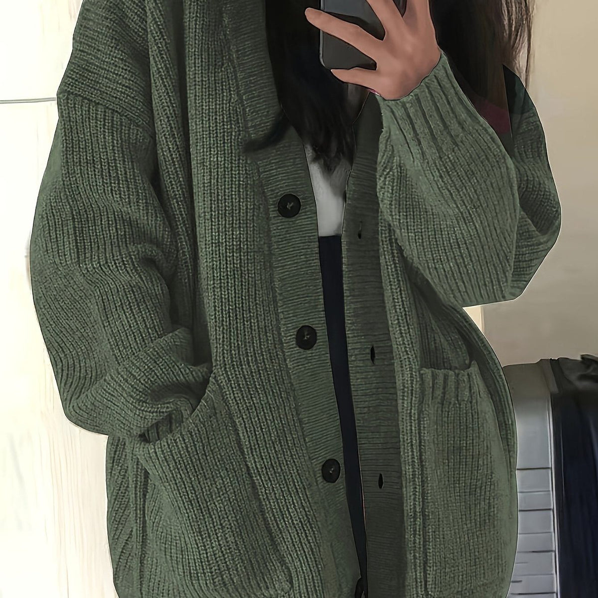 Carla | Chunky Knit Oversized Cardigan with Button-Front for Women