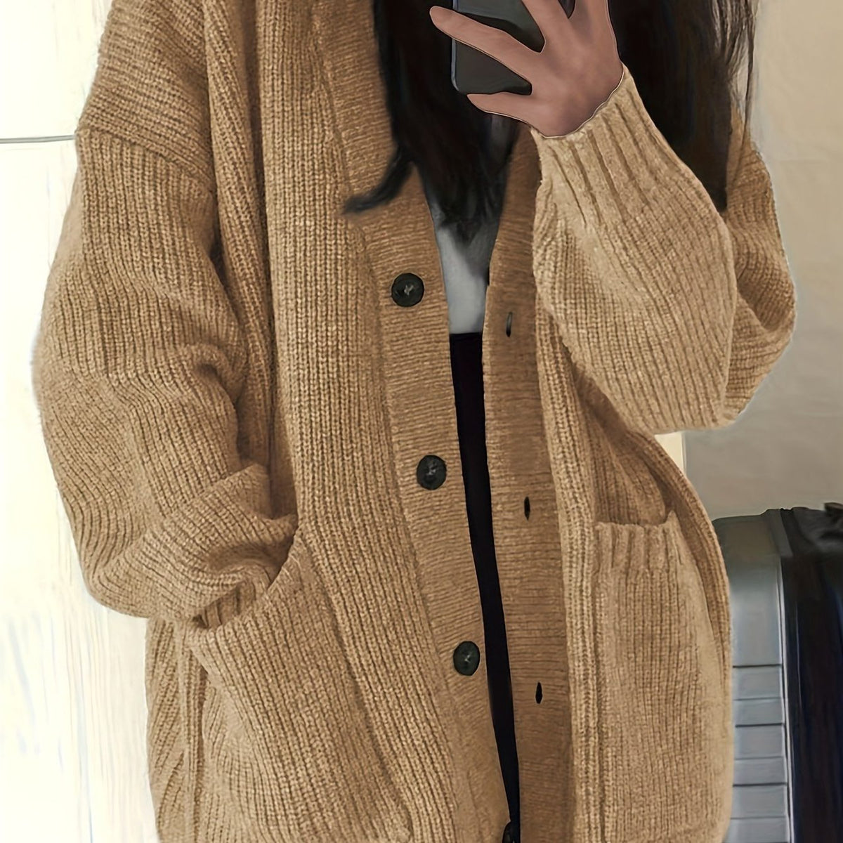 Carla | Chunky Knit Oversized Cardigan with Button-Front for Women