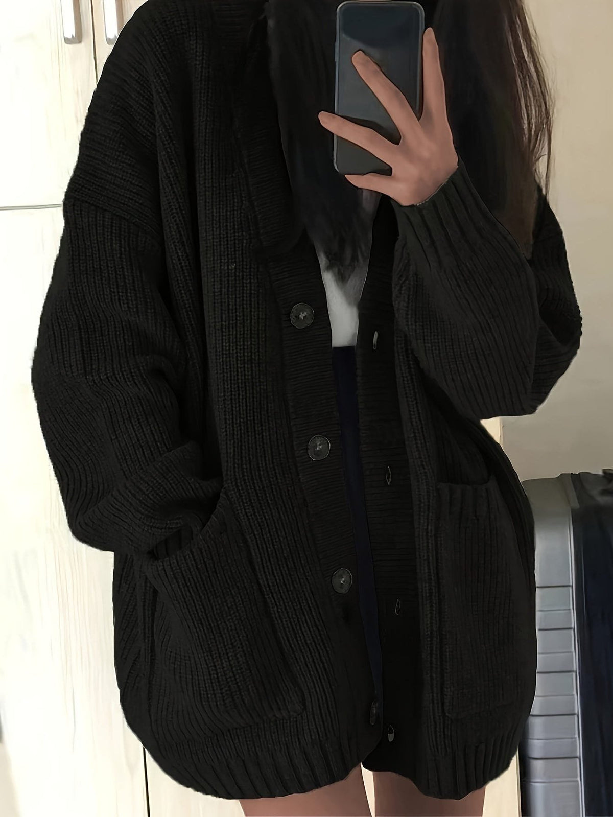Carla | Chunky Knit Oversized Cardigan with Button-Front for Women