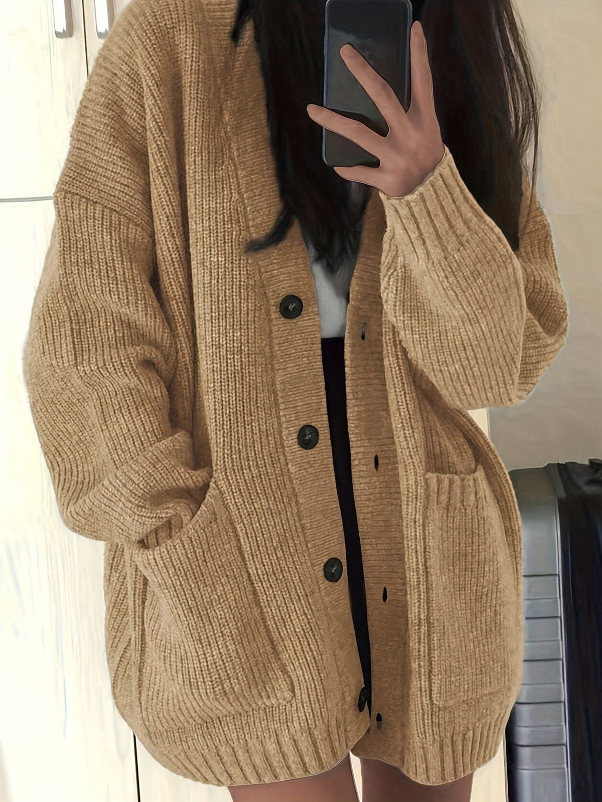 Carla | Chunky Knit Oversized Cardigan with Button-Front for Women