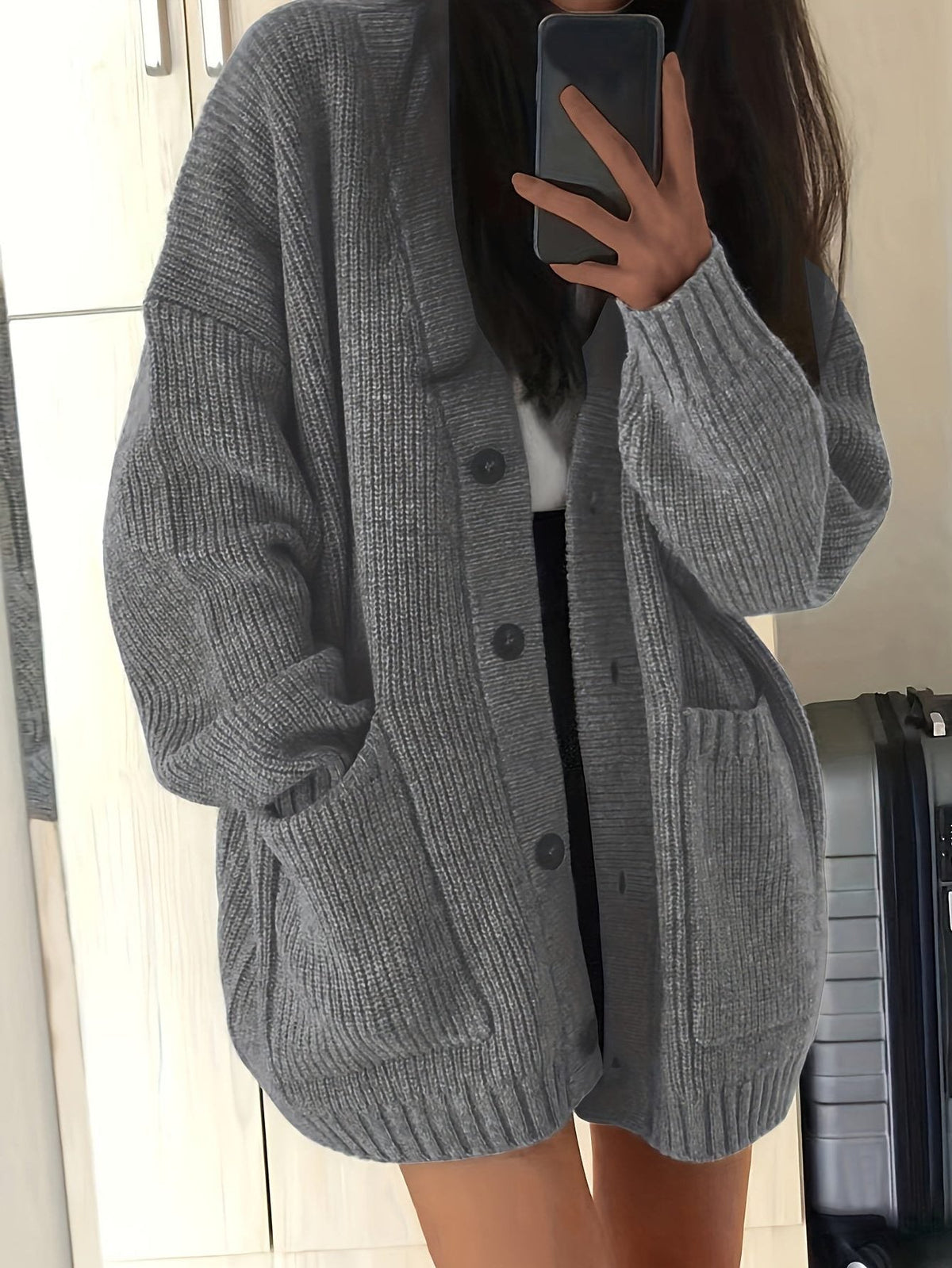 Carla | Chunky Knit Oversized Cardigan with Button-Front for Women