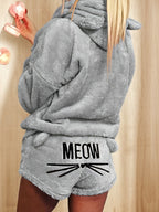 [Women's Hooded Set] Fashion Women's Casual Solid Color Long Sleeve Hooded Set