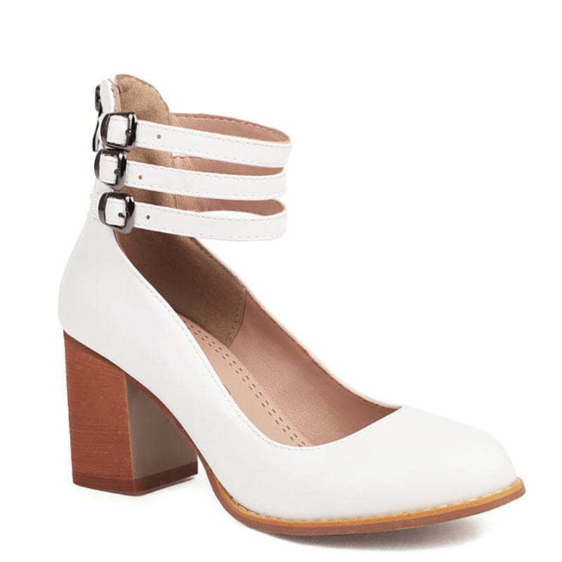 Johanna | Triple Buckle Block Heel Ankle Boots for Women