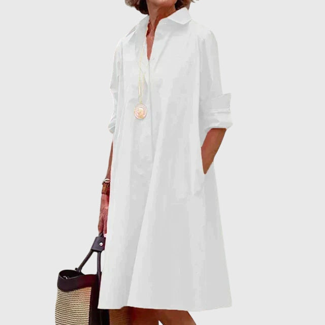 Jolie | Midi Shirt Dress with Pockets for Women
