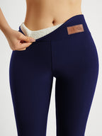 Solid color casual warm and thickened sports long leg pants, casual high waisted elastic slim fit leggings, Women's yoga sportswear