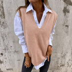Chloé | Oversized V-Neck Ribbed Knit Sweater Vest for Women