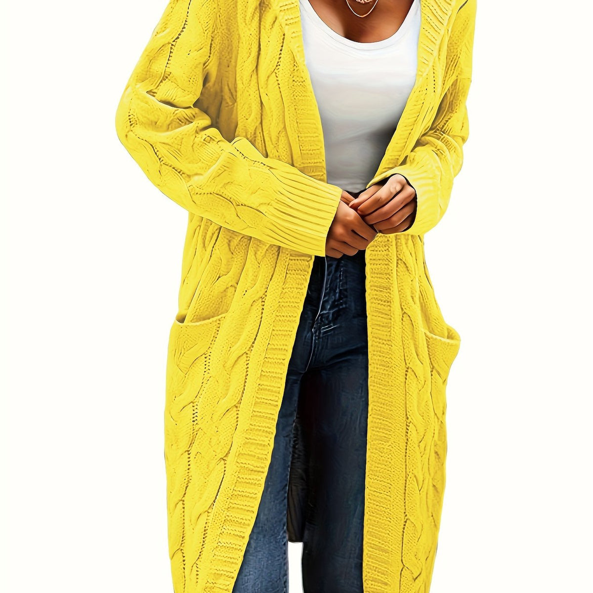 Collarless Sweater Cardigan