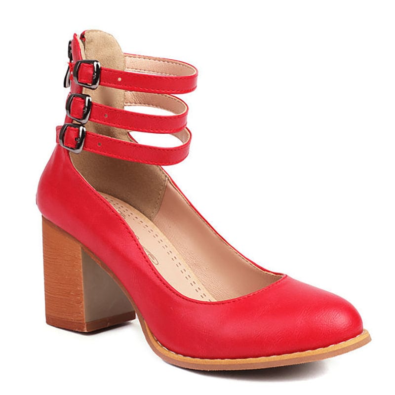 Johanna | Triple Buckle Block Heel Ankle Boots for Women