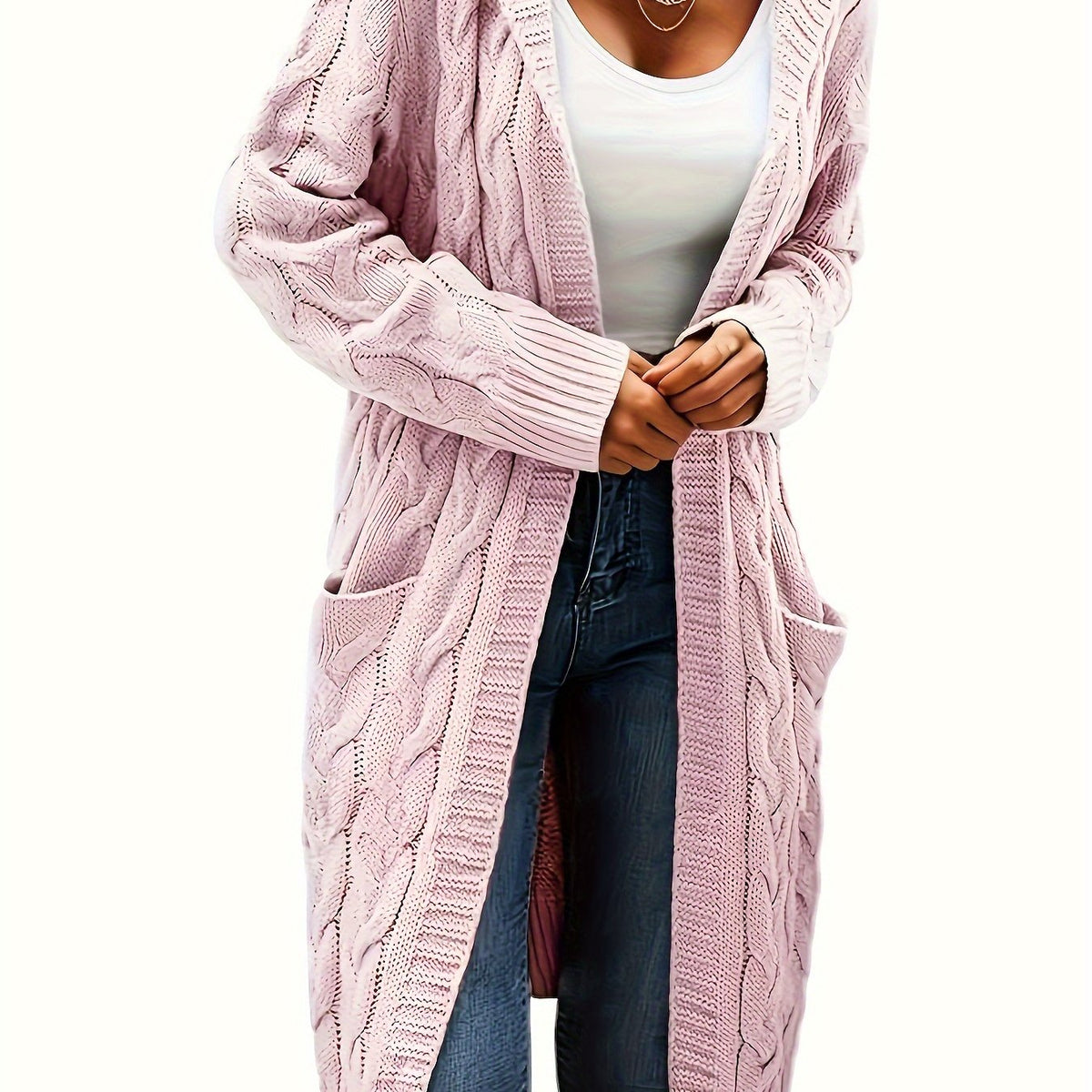 Collarless Sweater Cardigan