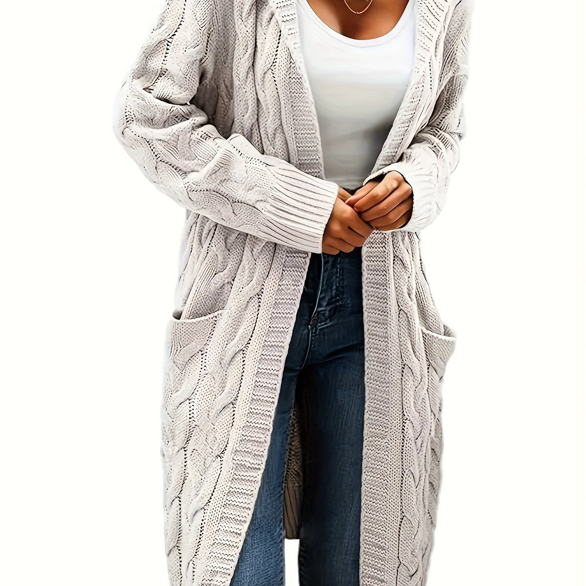 Collarless Sweater Cardigan