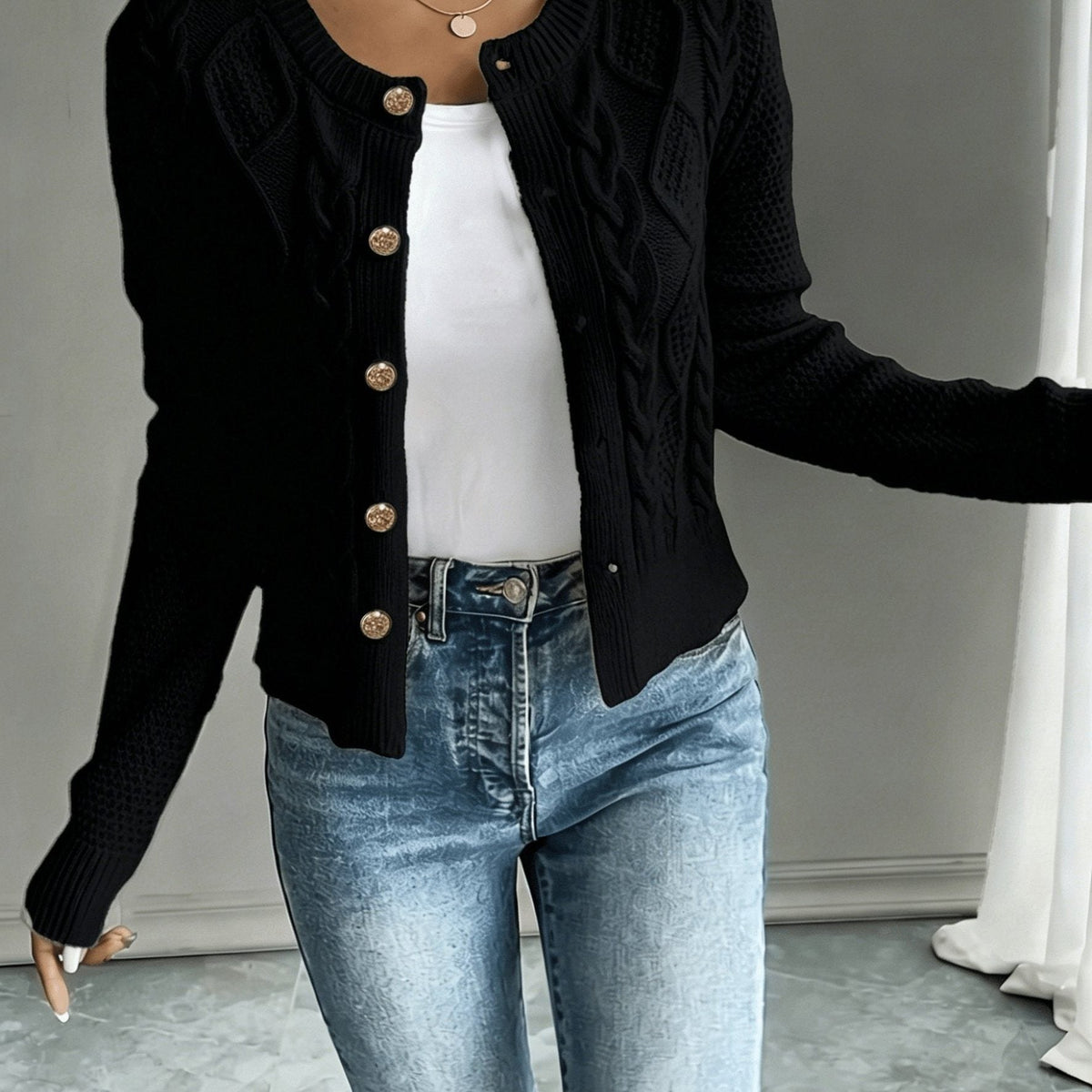 Damaris | Cable-Knit Cardigan with Button-Front for Women