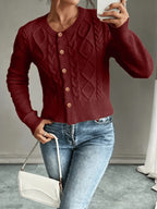 Damaris | Cable-Knit Cardigan with Button-Front for Women