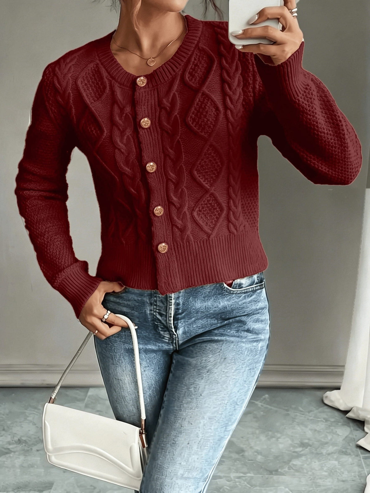 Damaris | Cable-Knit Cardigan with Button-Front for Women