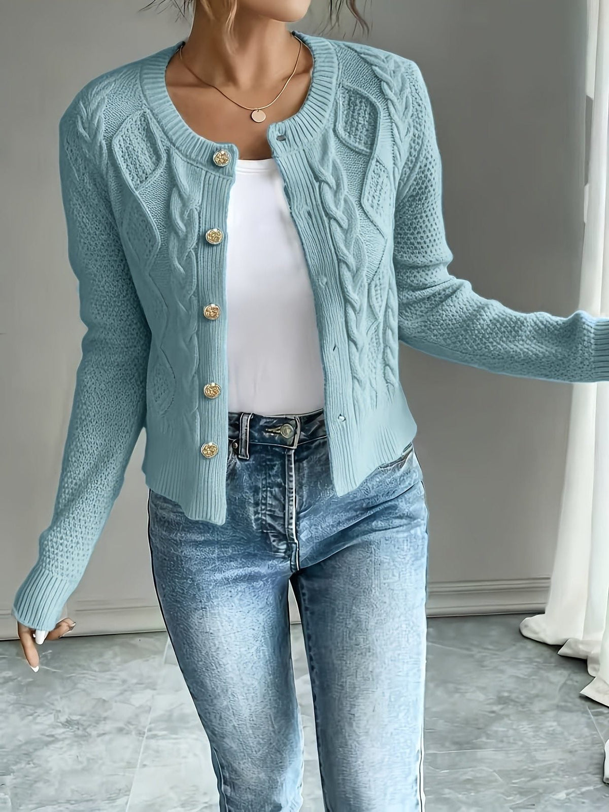 Damaris | Cable-Knit Cardigan with Button-Front for Women