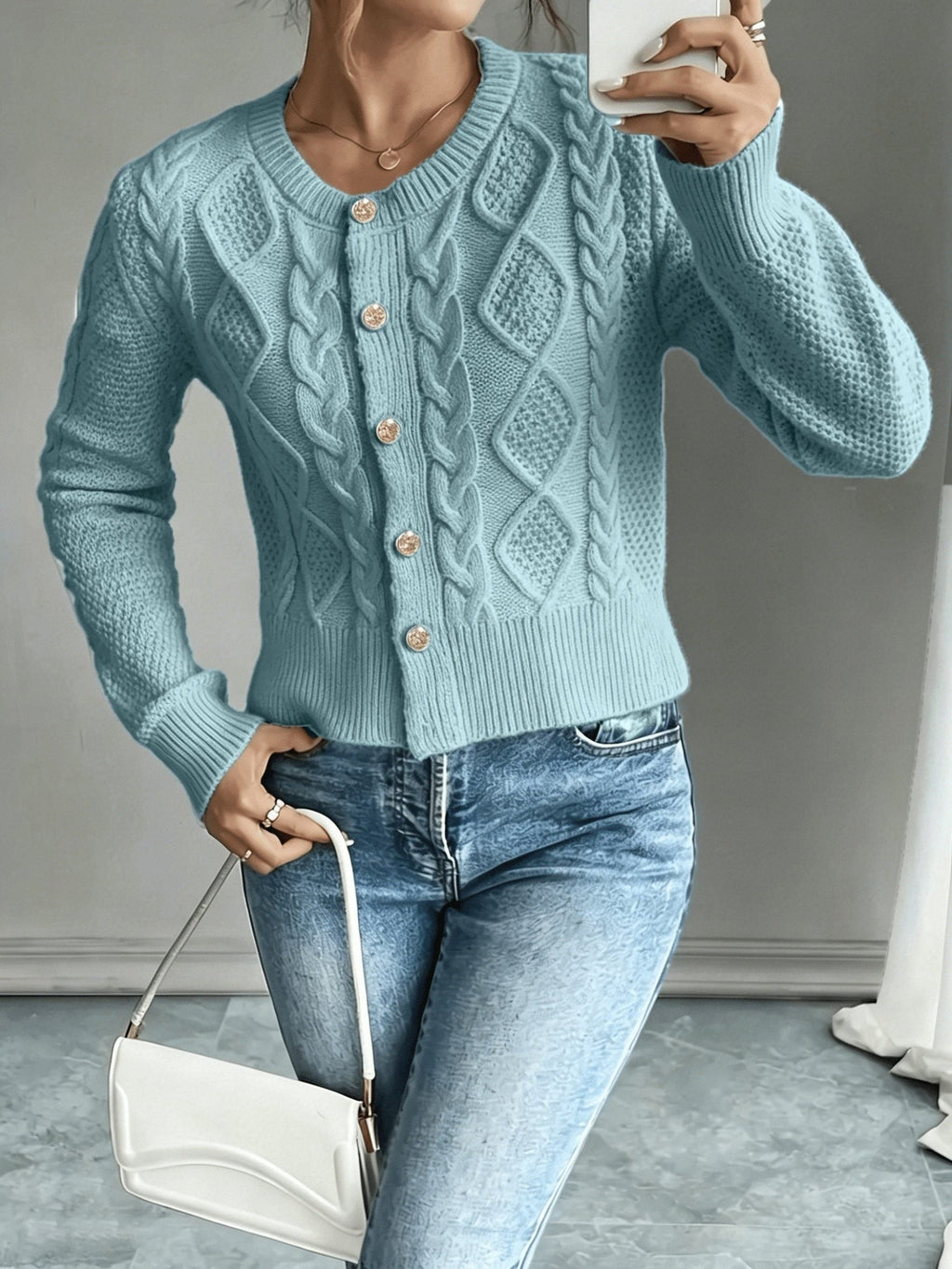 Damaris | Cable-Knit Cardigan with Button-Front for Women