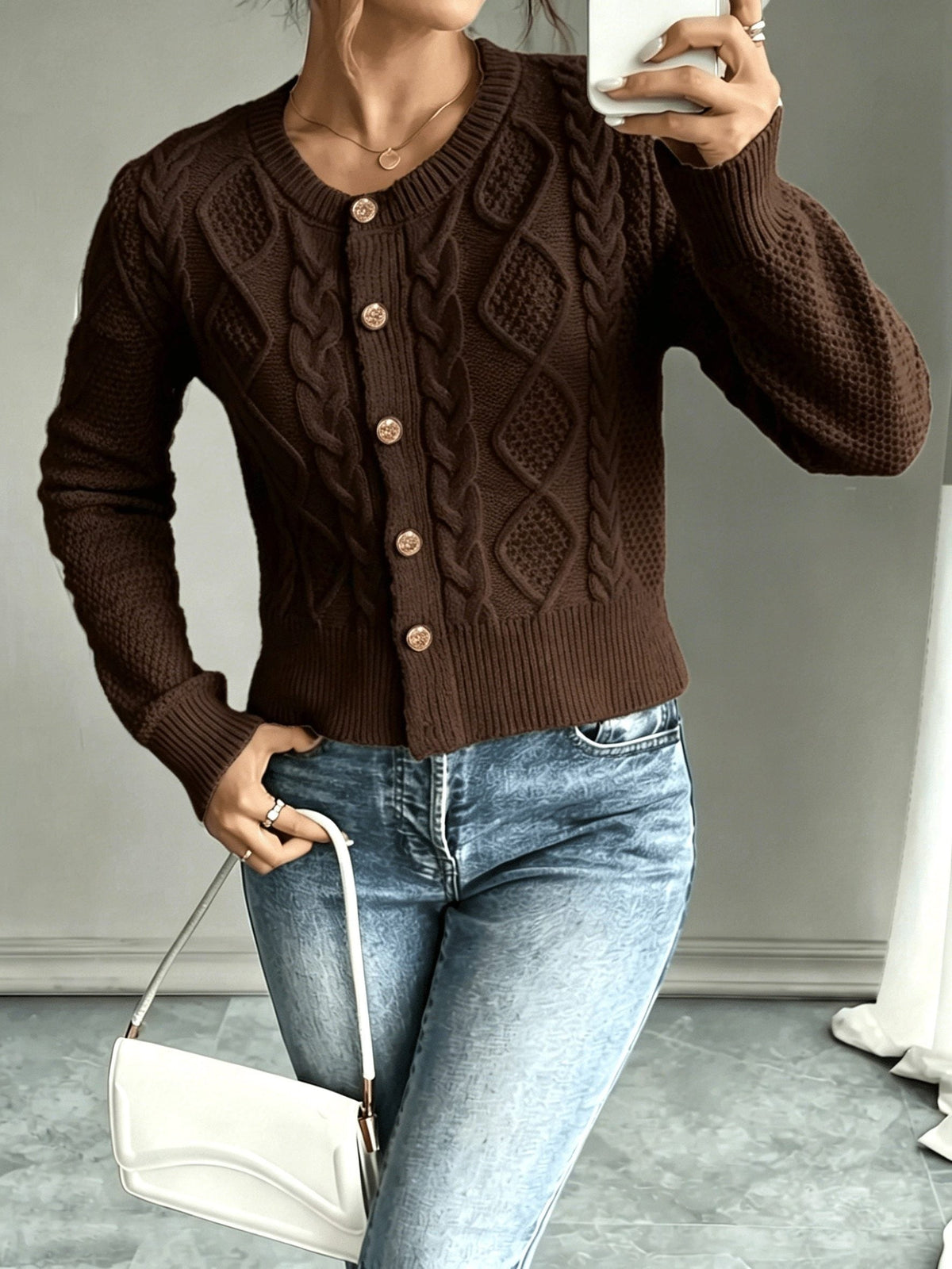 Damaris | Cable-Knit Cardigan with Button-Front for Women