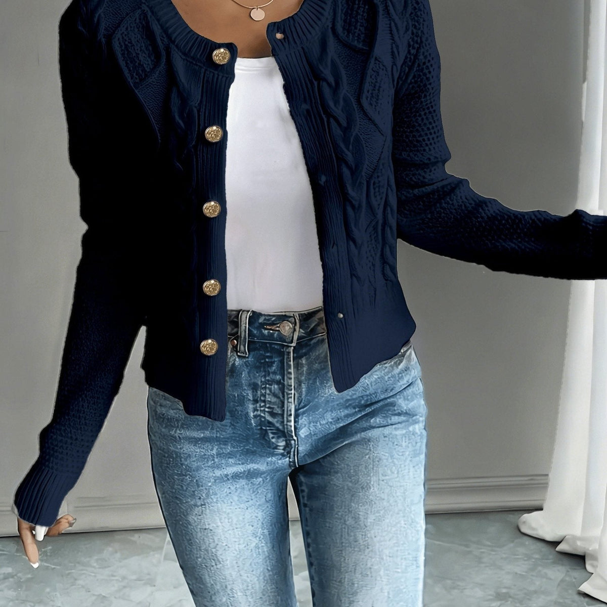 Damaris | Cable-Knit Cardigan with Button-Front for Women