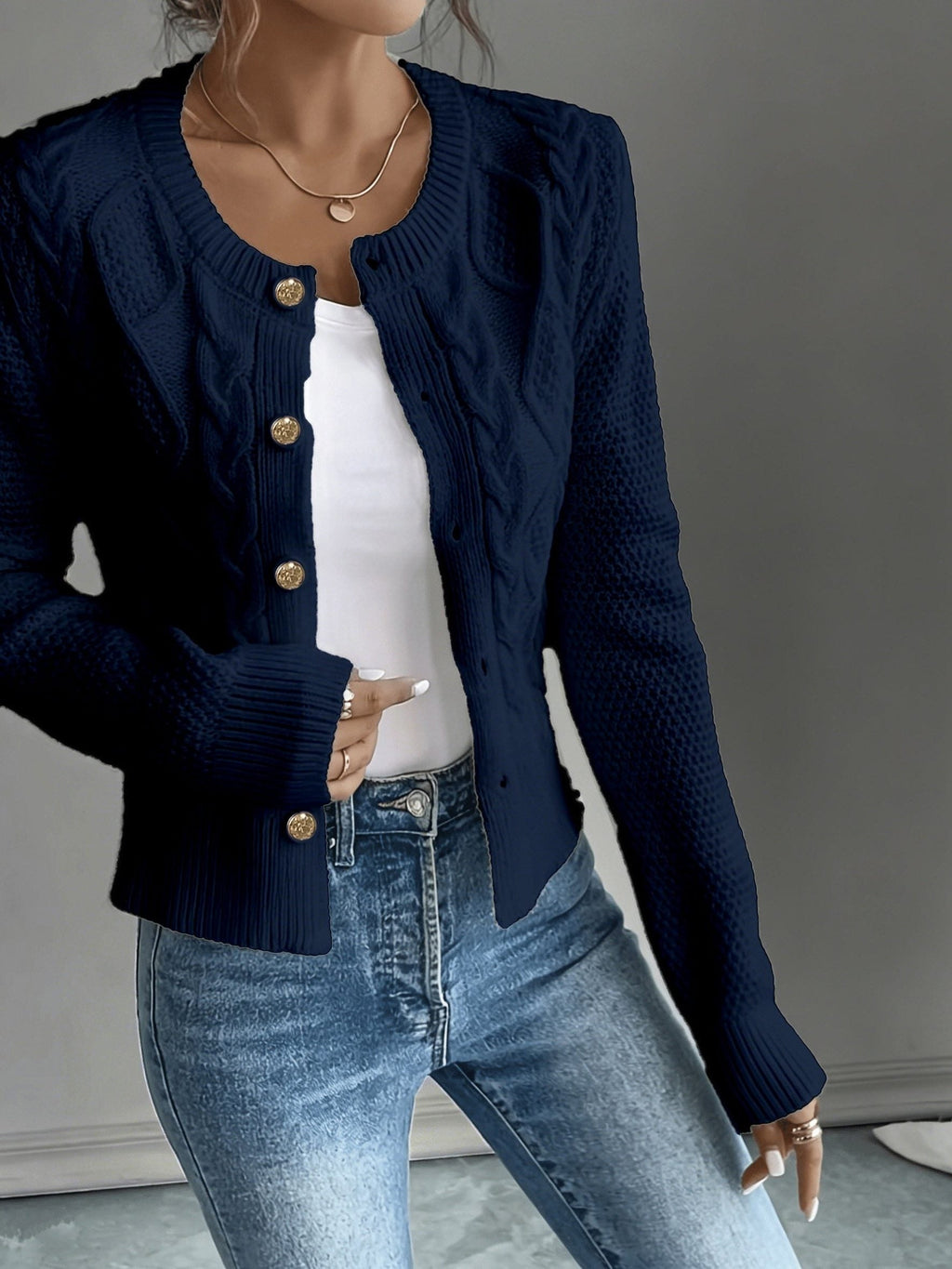 Damaris | Cable-Knit Cardigan with Button-Front for Women