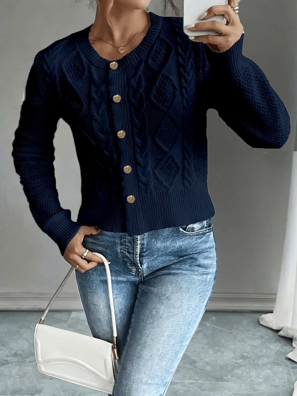 Damaris | Cable-Knit Cardigan with Button-Front for Women