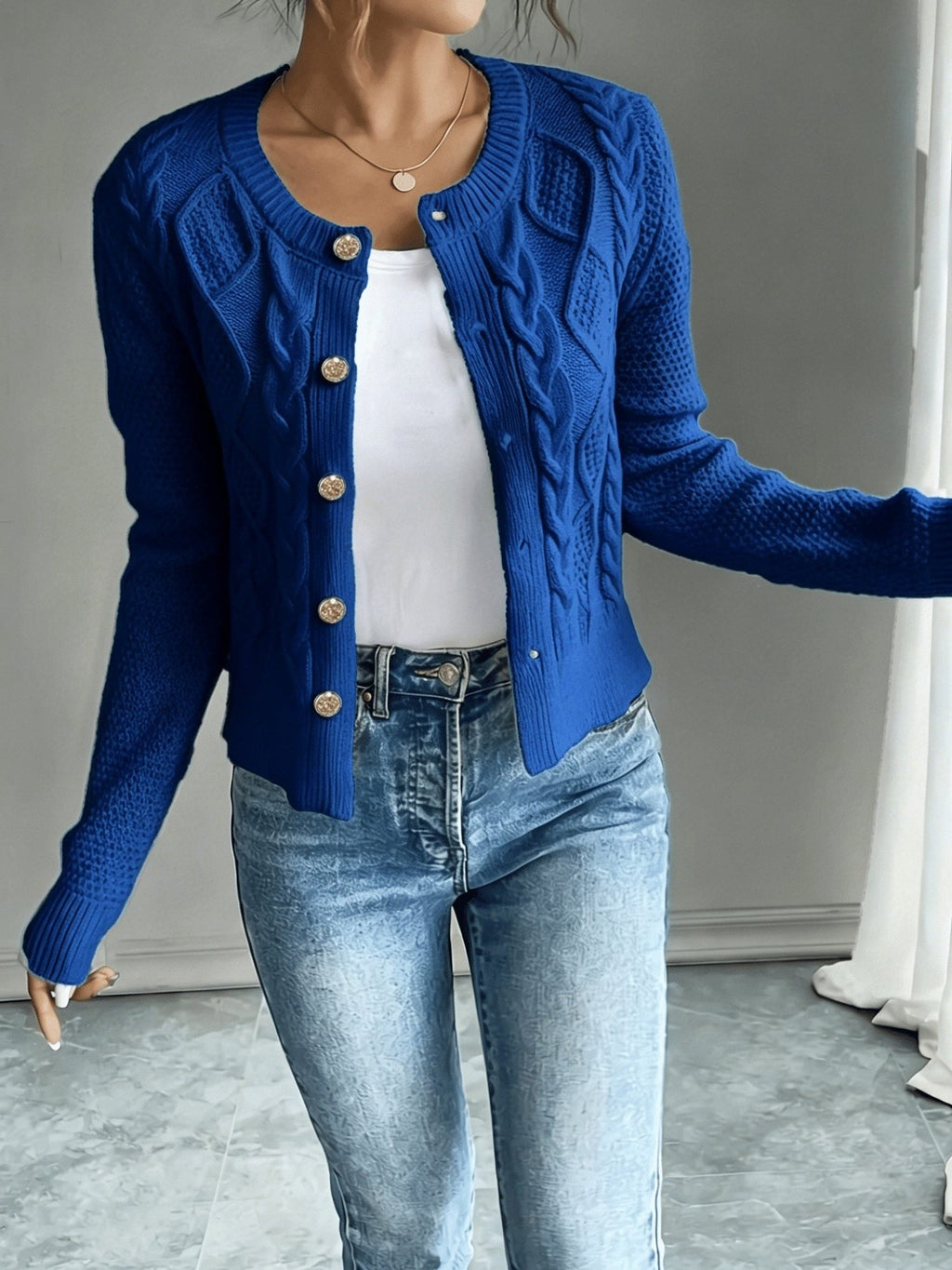 Damaris | Cable-Knit Cardigan with Button-Front for Women