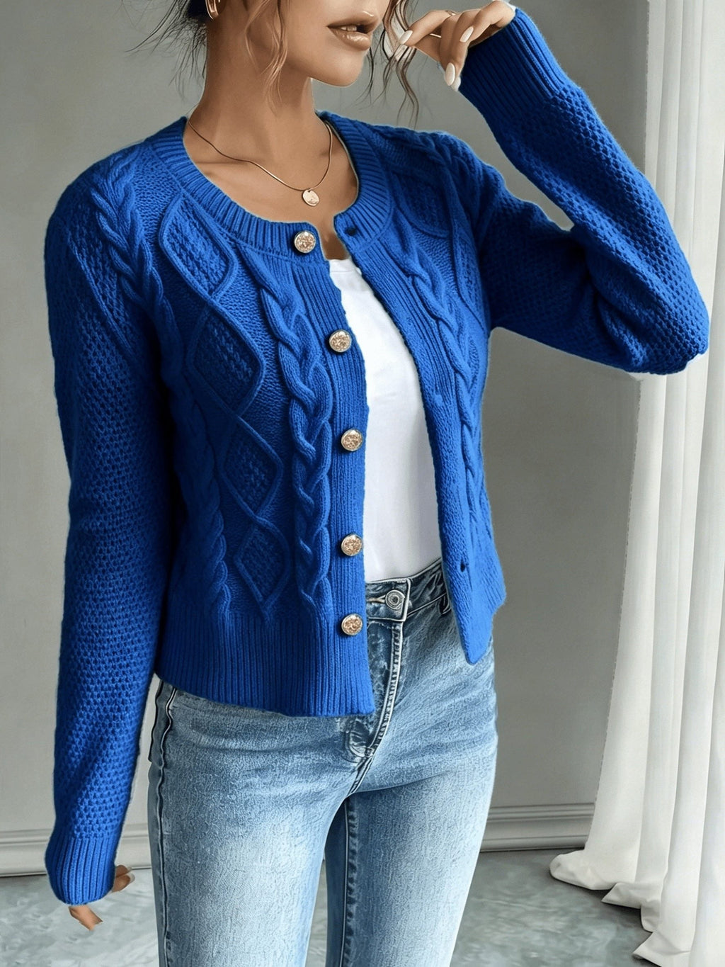 Damaris | Cable-Knit Cardigan with Button-Front for Women