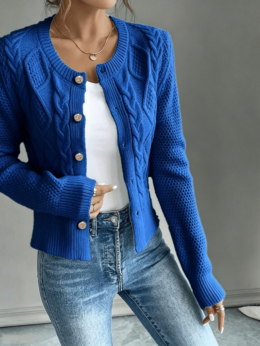 Damaris | Cable-Knit Cardigan with Button-Front for Women