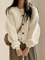 Davina | Chunky Knit Button-Up Cardigan for Women