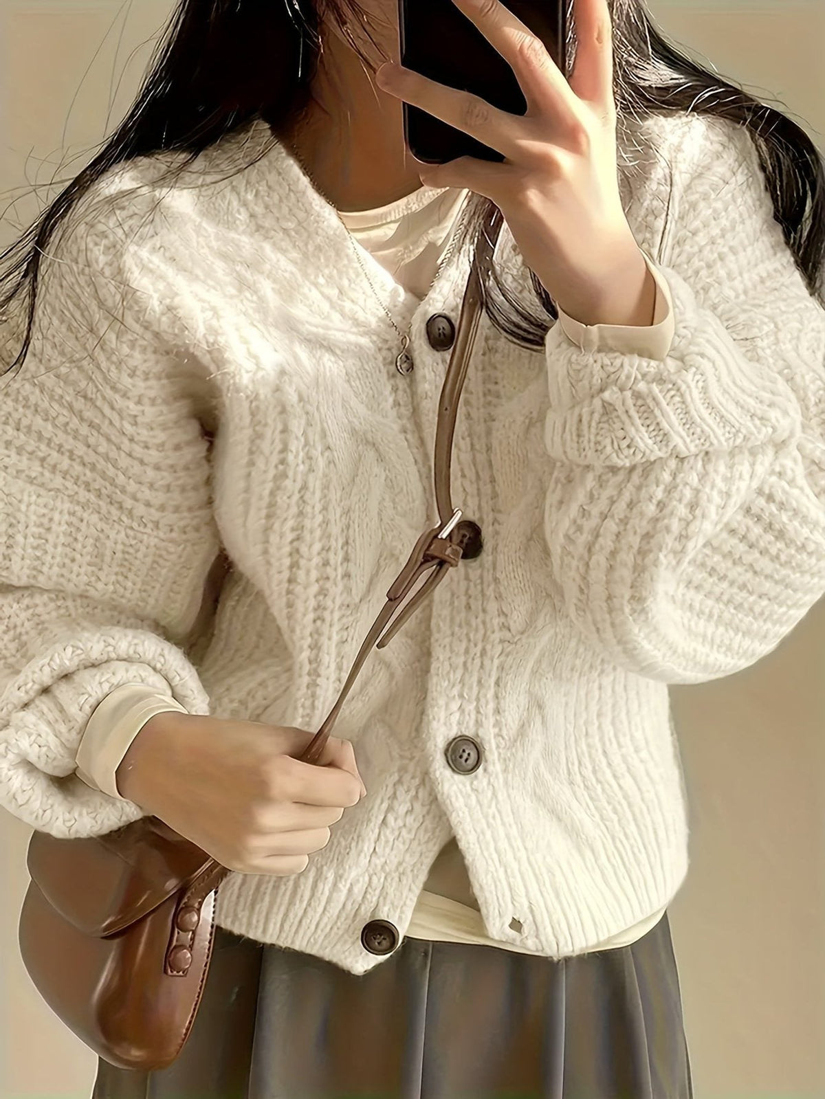 Davina | Chunky Knit Button-Up Cardigan for Women