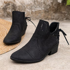 Desdemona | Block Heel Ankle Boots with Cut-Out Detail for Women