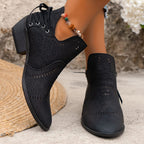 Desdemona | Block Heel Ankle Boots with Cut-Out Detail for Women