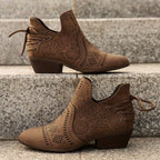 Desdemona | Block Heel Ankle Boots with Cut-Out Detail for Women