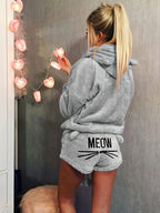 [Women's Hooded Set] Fashion Women's Casual Solid Color Long Sleeve Hooded Set