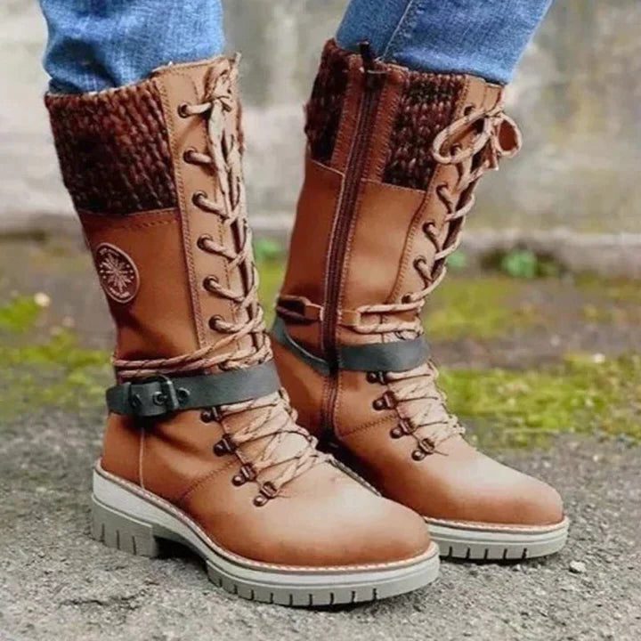 Dilan | Knee-High Winter Boots with Lace-Up for Women