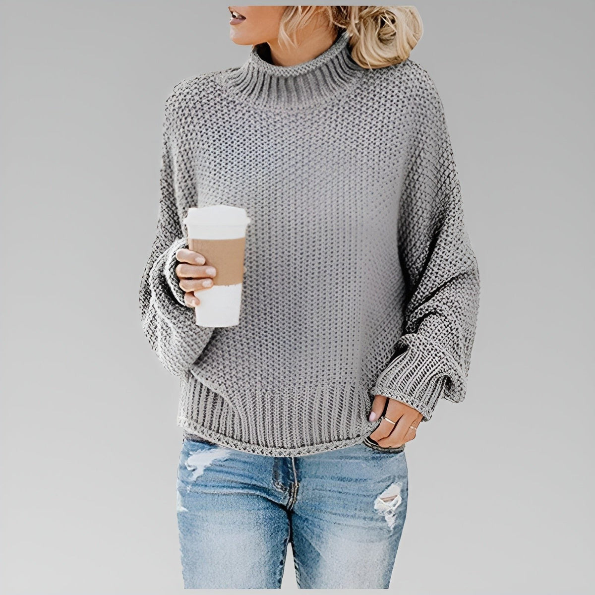Dulcie | Chunky Knit Turtleneck Oversized Sweater for Women