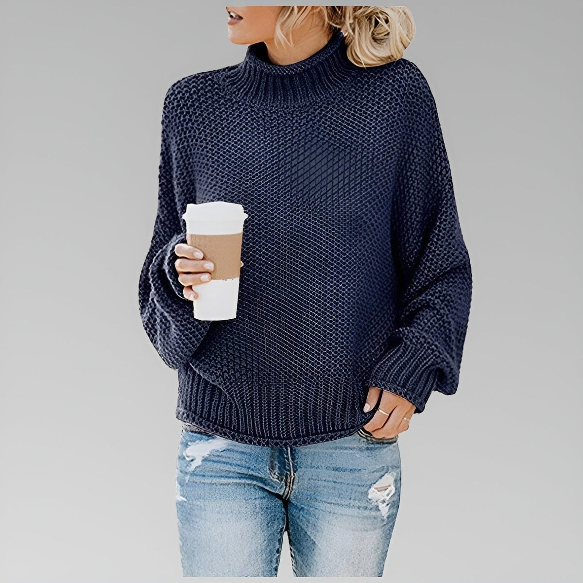 Dulcie | Chunky Knit Turtleneck Oversized Sweater for Women